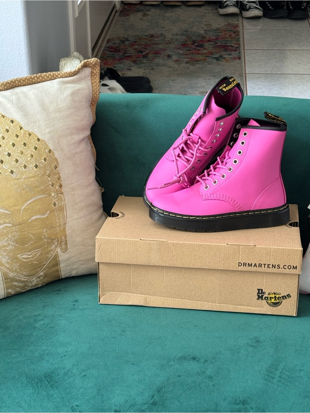 Dr. Martens Hot Pink Lace-Up Platform Boots